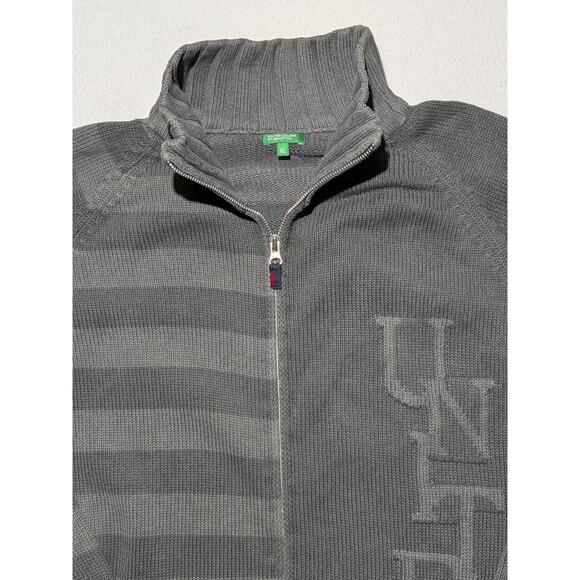 Vintage United Colors of Benetton Full Zip Knit‎ Sweater Jacket Gray XL Italy - Picture 2 of 13